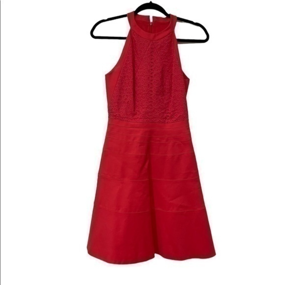 Karen Millen Red Hot Pink Eyelet Halter Style Dress Size 2
Condition 9/10